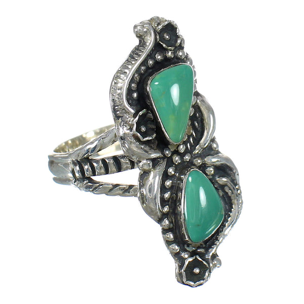 Authentic Sterling Silver Southwestern Turquoise Ring Size 6-1/4 RX62801